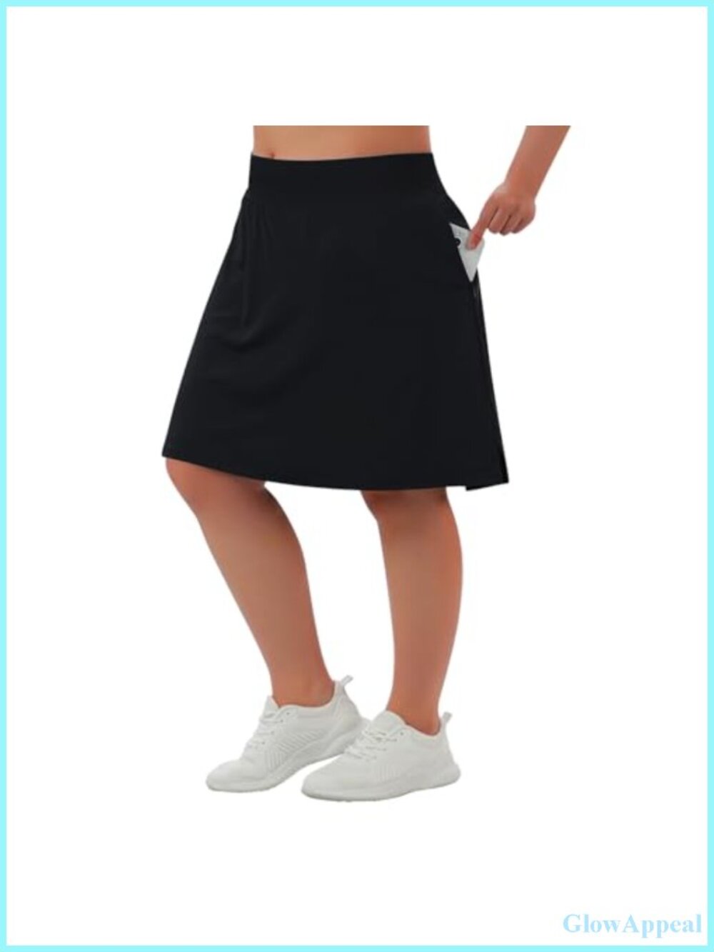 Plus Size Athletic Skort with Pockets Knee Length Built-in Shorts